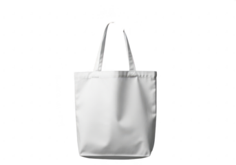 Plain white canvas tote bag isolated on transparent background