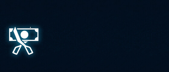 Business expense optimization and discount glowing icon for economic and savings themes