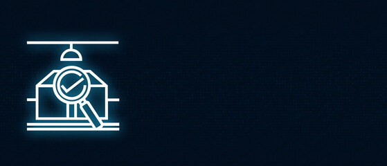  Logistics quality control and package inspection icon with magnifying glass for manufacturing concepts