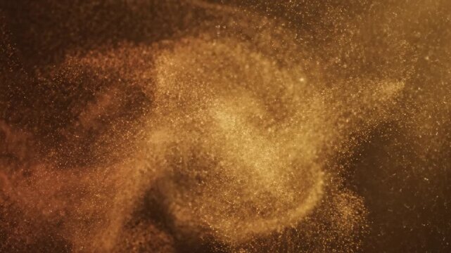 Golden dust cloud particle swirl abstract glitter texture warm bronze bokeh light floating powder motion atmospheric shimmer golden dust particles drifting warm light abstract textured spray creating