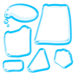 Set of hand-drawn abstract blue frames in various shapes, painted style outlines on black background, ideal for creative layouts, posters, social media, and modern design projects.