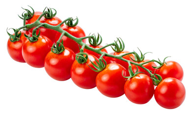 Fresh Bunch of Red Cherry tomatoes isolated on white background, Bunch of Cherry tomatoes bouquet on a White Background PNG File.