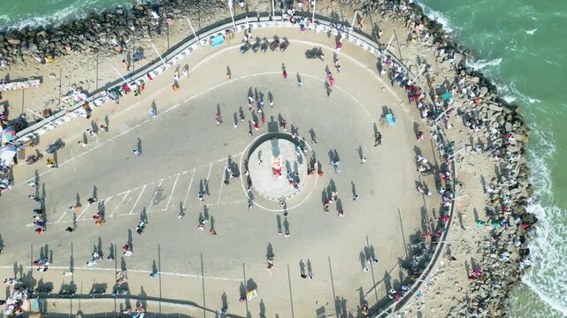 Aerial view of Ram Setu, dhanushkodi, Rameswaram Island, Tamil Nadu, India.