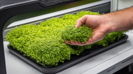 Vertical farming uses regenerative process to grow hyper local microgreens supporting circular economy with sustainable methods and fresh produce