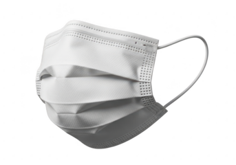 White disposable face mask isolated on transparent background