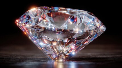 A transpare glowing crystal diamond isolated, fine reflections, a luxurious gem element representing beauty, exclusivity, value, love, and elegance used in jewelry and high-end premium product design.