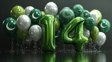 A waving green flag featuring a white crescent and star, symbolizing a nation