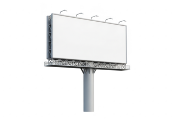 Blank billboard on a pole isolated on transparent background