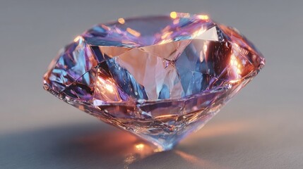 A transpare glowing crystal diamond isolated, fine reflections, a luxurious gem element representing beauty, exclusivity, value, love, and elegance used in jewelry and high-end premium product design.