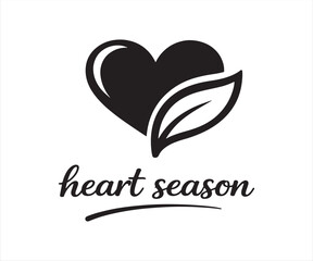 Heart Season Love Symbol with Leaf Typography Illustration