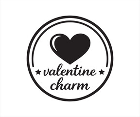 Valentine Charm Circular Badge with Heart Typography Illustration