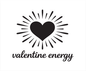 Valentine Energy Radiant Heart Typography Line Art Illustration