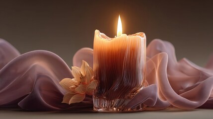 Transpa realistic candle flame and soft wax base, romantic, spiritual, peaceful imagery perfect for relaxation, SP branding, peace communication, or minimal serene compositions in a wa color gradient.