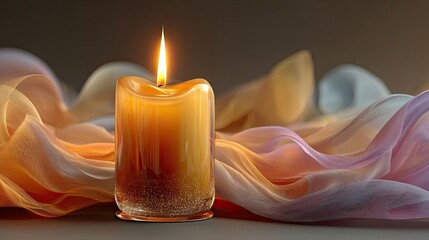 Transpa realistic candle flame and soft wax base, romantic, spiritual, peaceful imagery perfect for relaxation, SP branding, peace communication, or minimal serene compositions in a wa color gradient.