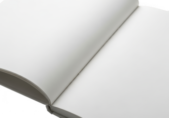 Open blank book pages isolated on transparent background