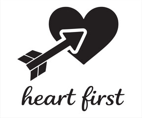 Heart First Love Arrow with Heart Typography Illustration