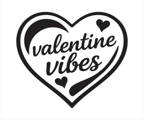 Valentine Vibes Heart Shape Typography Line Art Illustration