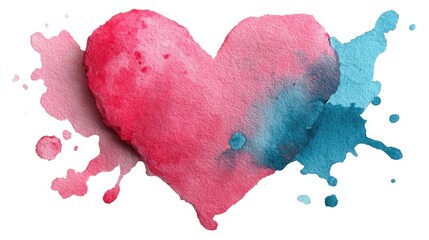 Transparent watercolor heart splash with delicate gradients, isolated jpg perfect for wedding invites, romantic art, emotional branding, feminine creative visuals, representing purity, sincerity.