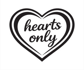 Hearts Only Heart Shape Typography Line Art Illustration
