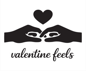 Valentine Feels Hand Gesture with Heart Line Art Illustration