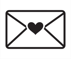 Love Message Envelope Icon with Heart Symbol Line Illustration