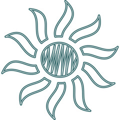 Doodle Kids Drawing Neon Sun