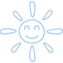 Doodle Kids Drawing Neon Sun