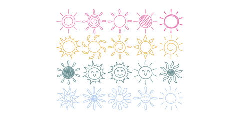 Doodle Kids Drawing Neon Sun