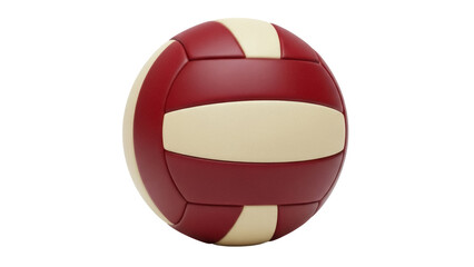 Maroon and beige volleyball PNG isolated on transparent background, sports equipment for team games and recreational activities