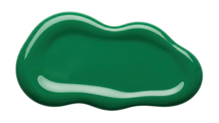 Emerald green paint blob isolated PNG, glossy liquid spot for graphic design and creative projects on transparent background