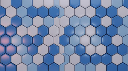 Naklejka premium Modern blue and white hexagonal tile pattern background