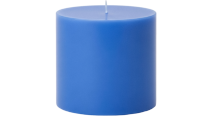 Cylindrical blue candle isolated PNG on transparent background, decorative wax object for home decor and festive celebrations