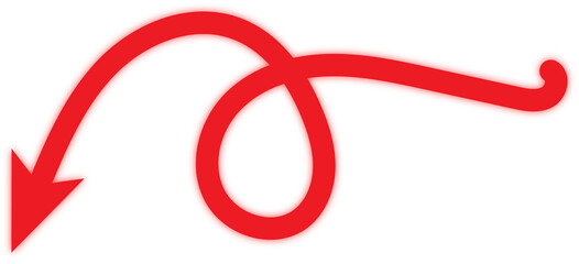 Hand drawn red spiral arrow pointing down
