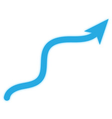 Glowing blue wavy arrow pointing upwards