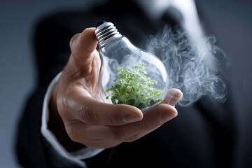 Sprout bulb symbolizes hope in darkness