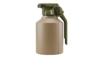 Olive drab stun grenade isolated PNG, non-lethal weapon for military and law enforcement applications on transparent background