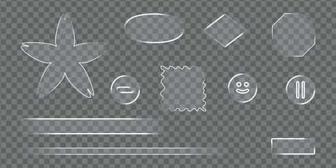 Glass plastic ui shapes isolated on transparent background png
