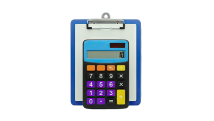 Calculator on Clipboard: Calculating Numbers Concept