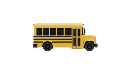 3D Yellow School Bus Isolated on White on transparent background