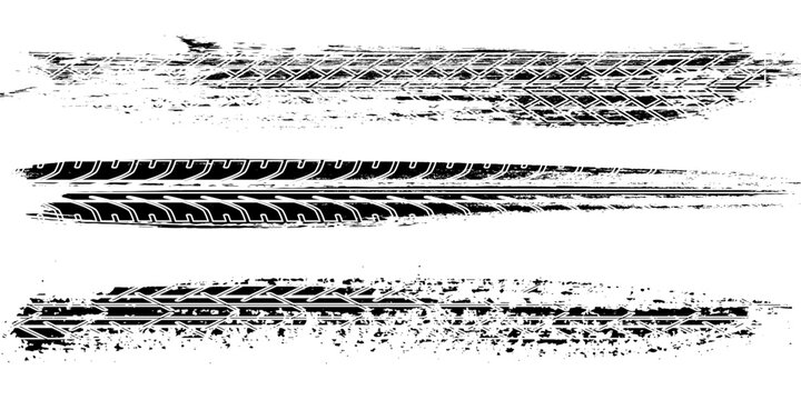 Black tire sign pattern isolated on white background with clipping path, burnt and broken tire texture for graphic design. modern.