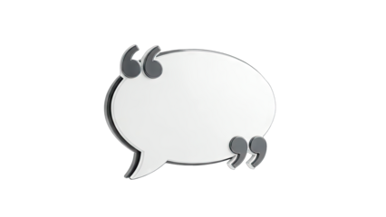 3D Speech bubble with quotation marks on transparent background