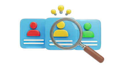 Candidate Search: Magnifying Glass Examining Profiles