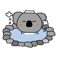 温泉に入るコアラ