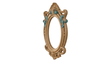 Ornate oval frame PNG isolated on transparent background, vintage style decorative element for graphic design and photo editing projects