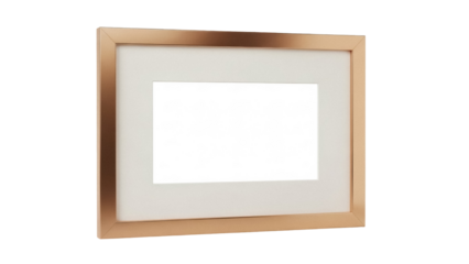 Empty rose gold picture frame PNG isolated on transparent background, blank photo frame mockup for image or text placement and graphic design use