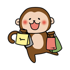 たくさんの買い物をしている猿