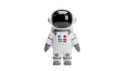 Cartoon Astronaut Standing Isolated on White Background