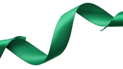 Emerald green ribbon isolated PNG on transparent background, decorative element for gift wrapping and festive designs
