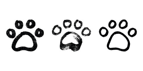 Set of hand drawn cute cat's paw Cat, dog, animal footprint in doodle style Single element for print, web, design, decor, greeting cards, children's prints © Daria Shane