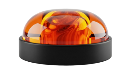Amber warning light PNG isolated on transparent background, emergency beacon for vehicle safety and construction sites, no background